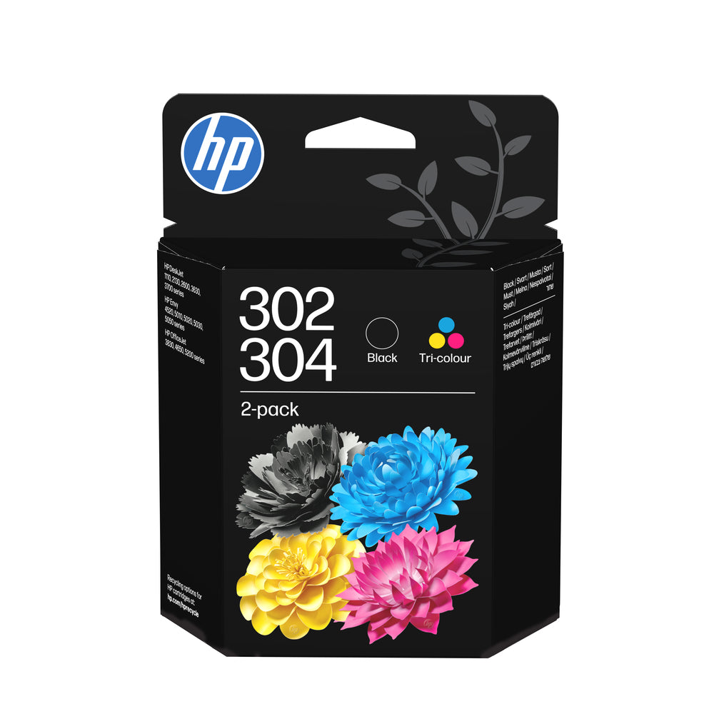 Blæk HP 302/304 black/Tri-color Ink Cartridge 2-Pk