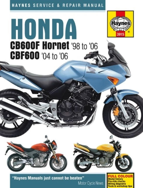 Honda Cb600F Hornet & Cbf600 98 - 06 Haynes Repair Manual