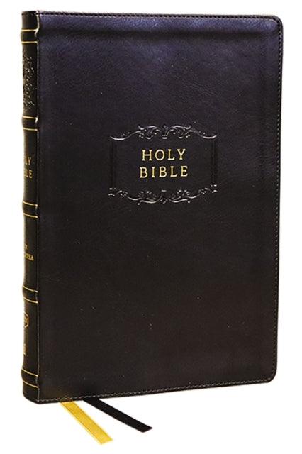 KJV, Center-Column Reference Bible with Apocrypha, Leathersoft, Black, 73,000 Cross-References, Red Letter, Thumb Indexed, Comfort Print