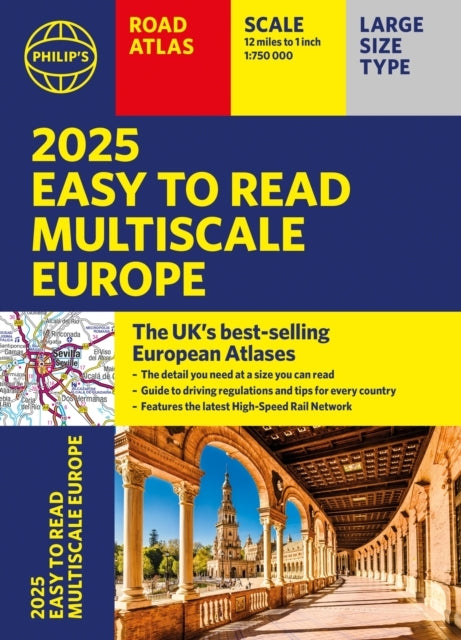 2025 Philip's Easy To Read Multiscale Road Atlas of Europe(A